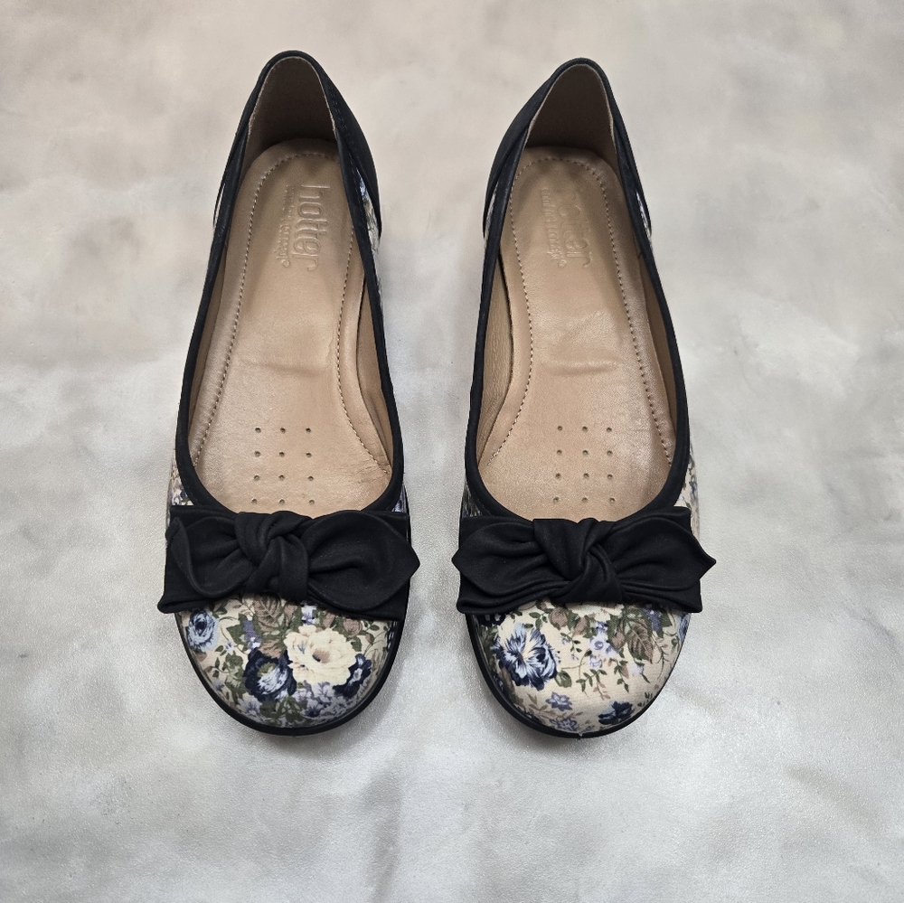 Hotter Comfort Concept Jewel Ballerina Flats Floral Print Size 7